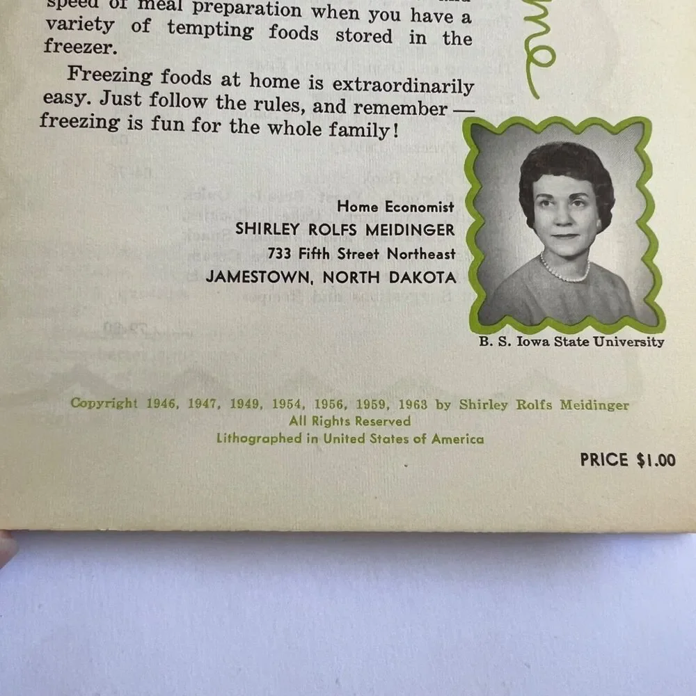 Vintage 1963 Cookbook Freezing Foods at Home Paperback